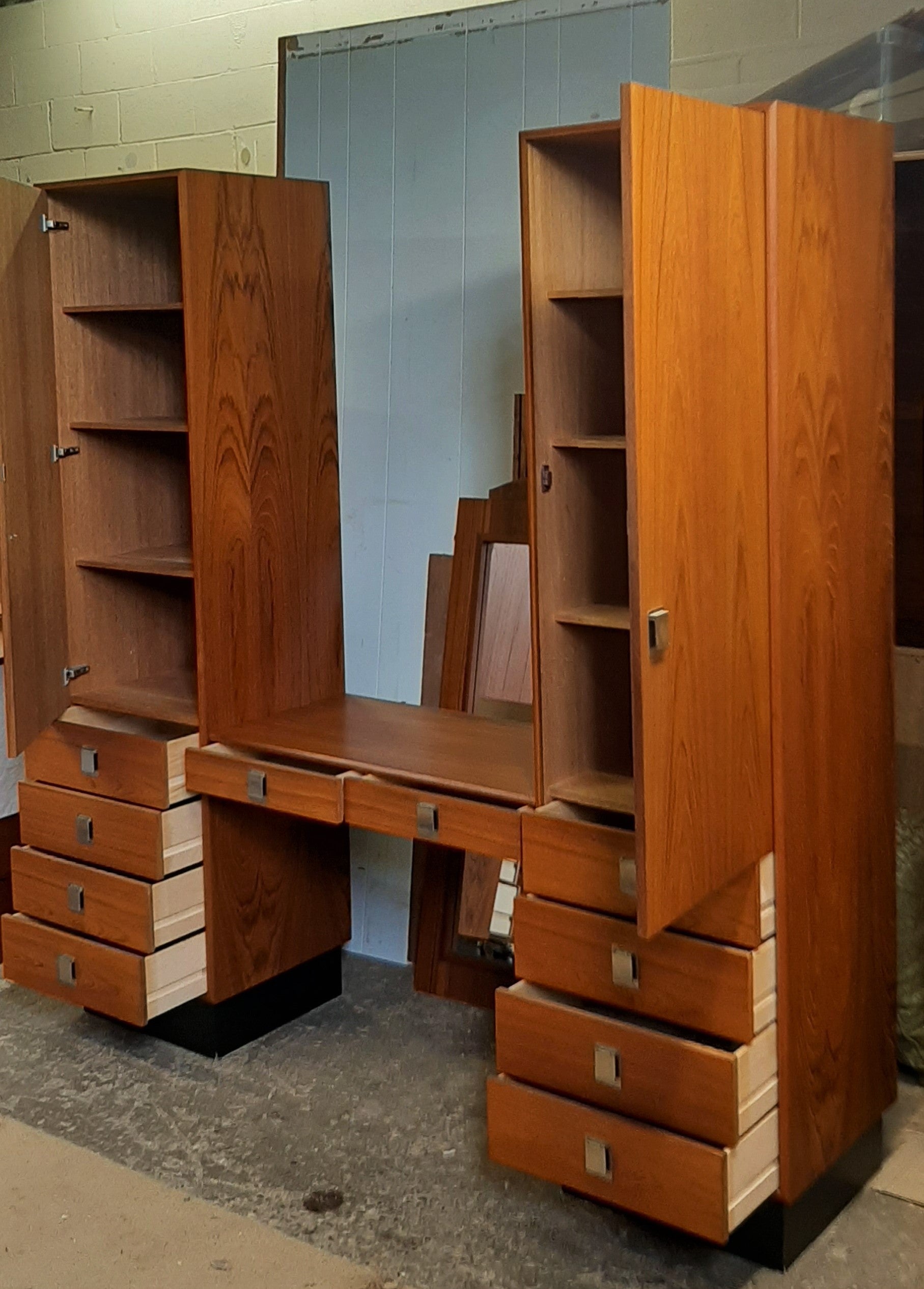 RESTORED MCM Teak Wardrobes and Vanity with Mirror for entrance or bedroom, perfect - Mid Century Modern Toronto