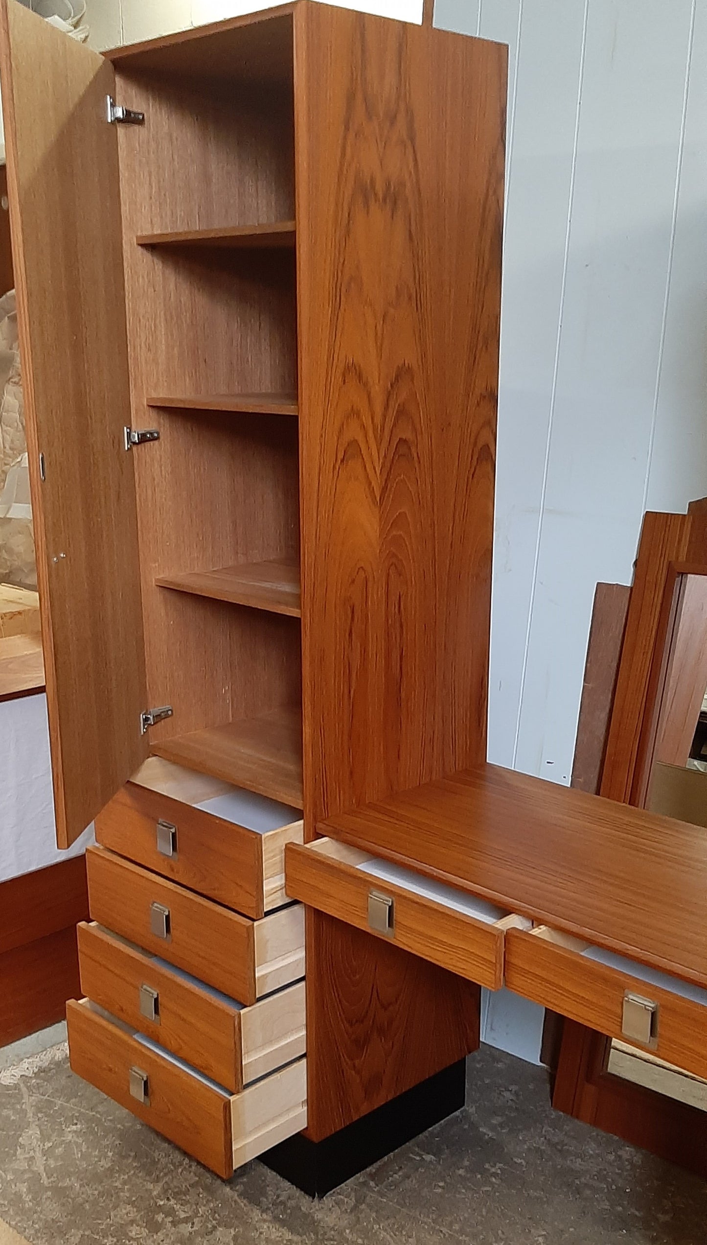 RESTORED MCM Teak Wardrobes and Vanity with Mirror for entrance or bedroom, perfect - Mid Century Modern Toronto