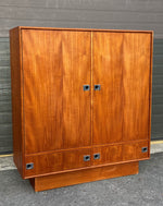 REFINISHED Mid Century Modern teak queen bed w floating nightstands & 2 dressers 3