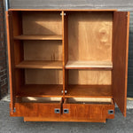 REFINISHED Mid Century Modern teak queen bed w floating nightstands & 2 dressers 7