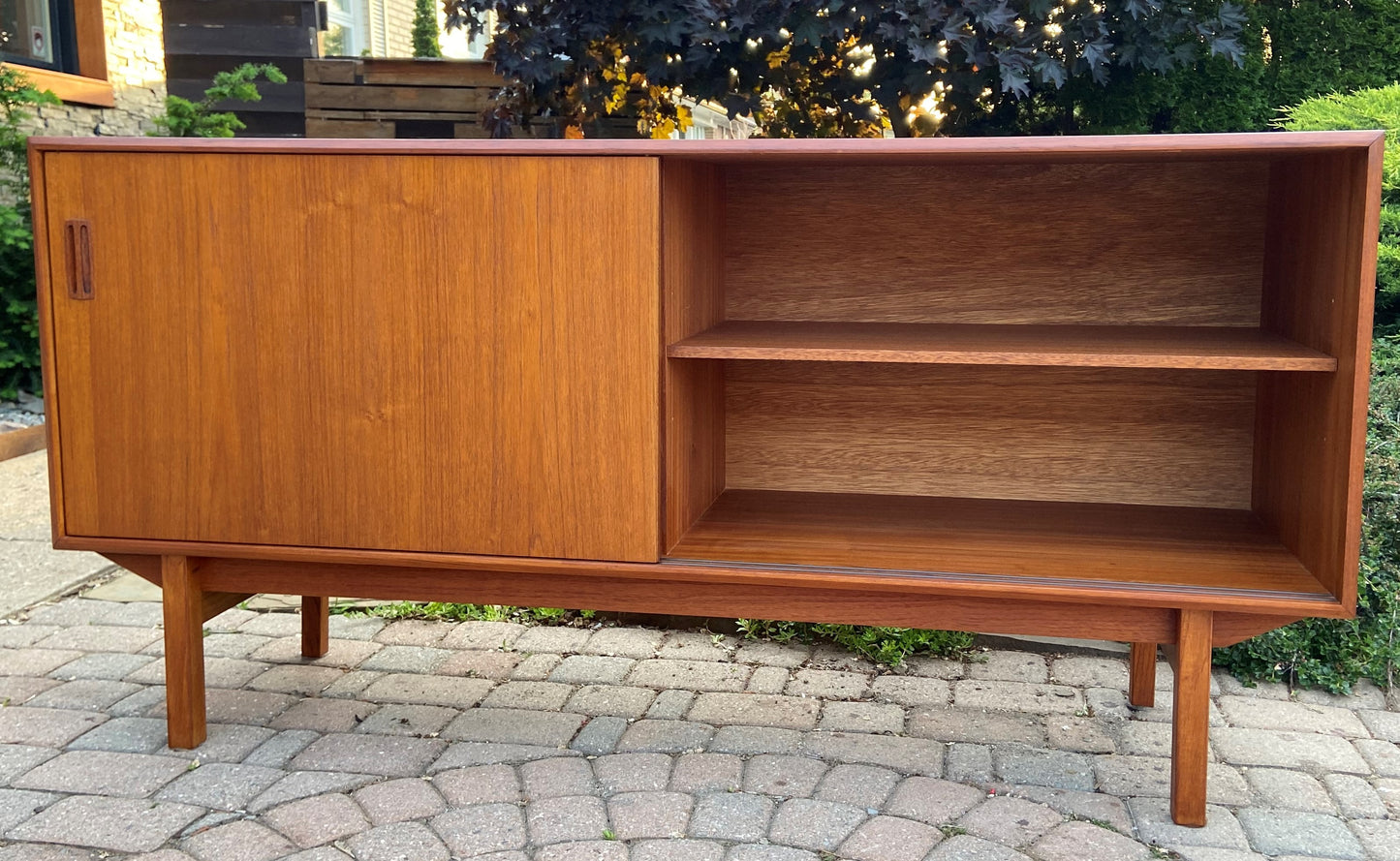 REFINISHED Mid Century Modern Teak Sideboard Credenza TV Media Console 5ft