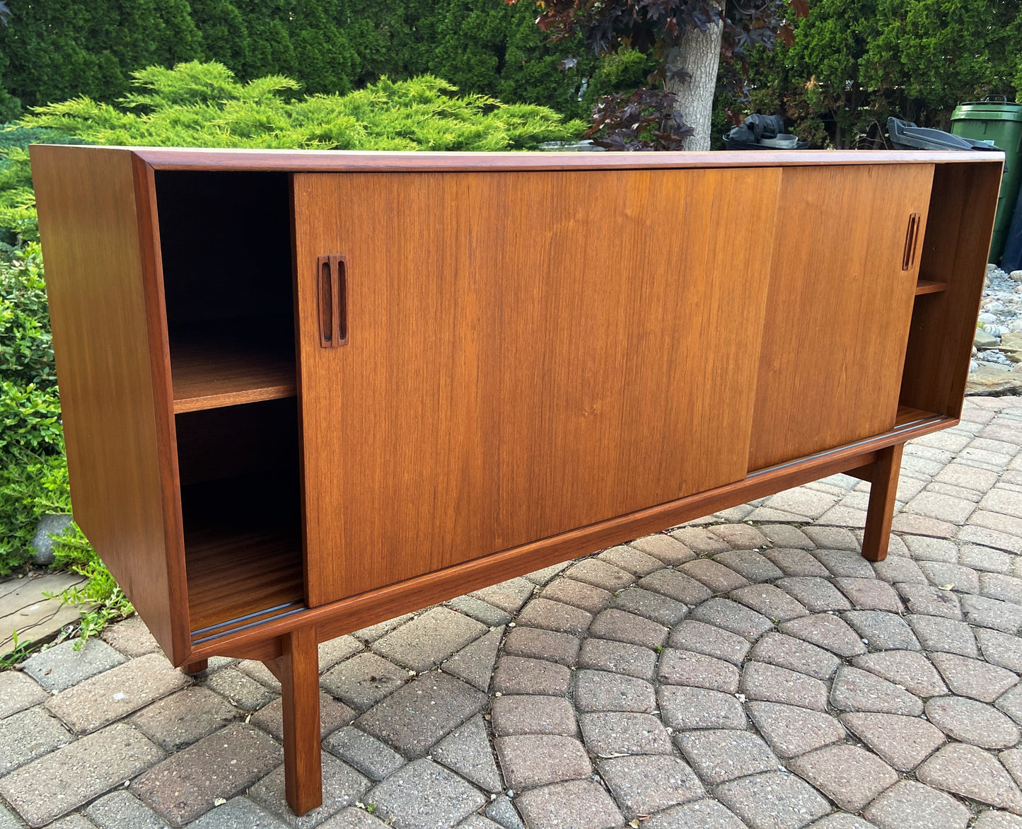 REFINISHED Mid Century Modern Teak Sideboard Credenza TV Media Console 5ft