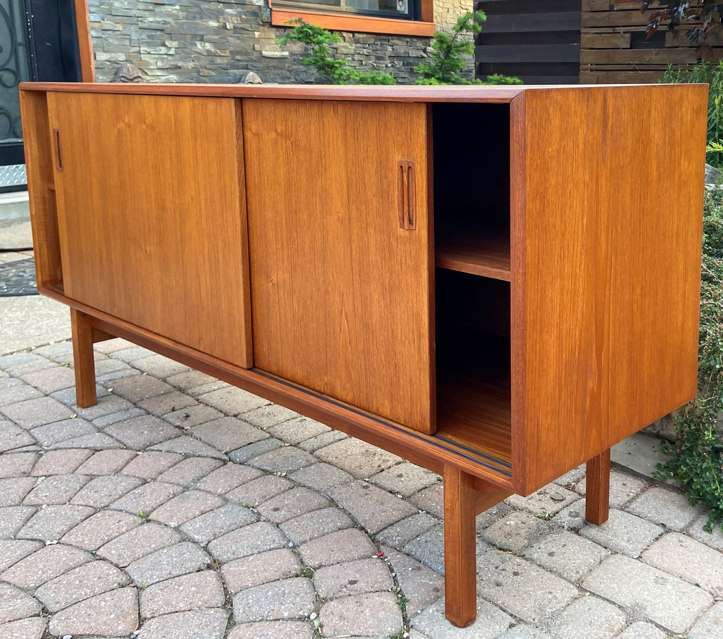 REFINISHED Mid Century Modern Teak Sideboard Credenza TV Media Console 5ft