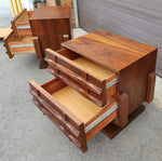 REFINISHED Rare Mid Century Modern Walnut Brutalist Nightstands or End Tables 2