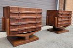 REFINISHED Rare Mid Century Modern Walnut Brutalist Nightstands or End Tables 3