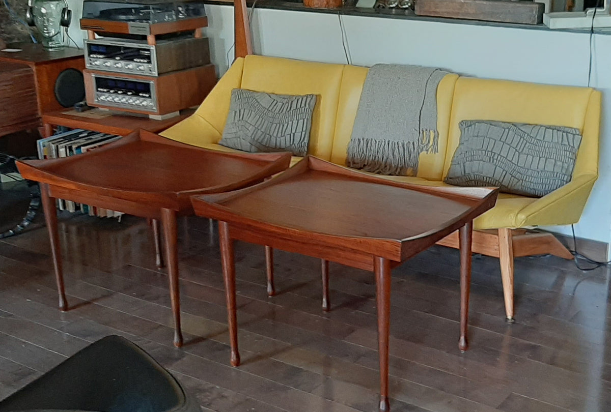 Set of 2 REFINISHED MCM Walnut Accent Tables by Deilcraft
