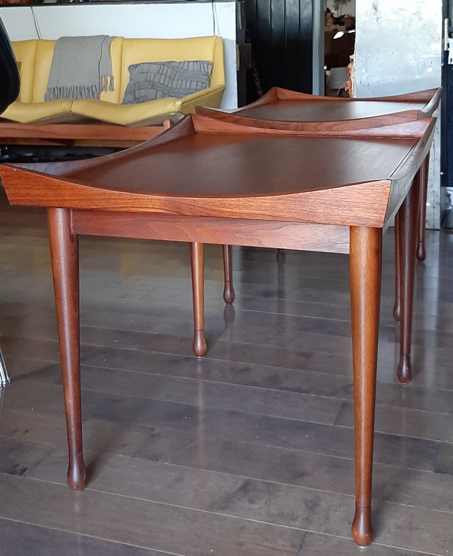 Set of 2 REFINISHED MCM Walnut Accent Tables by Deilcraft