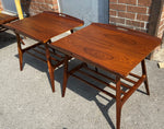 2 REFINISHED Mid Century Modern Walnut tray- style end tables, Perfect 4