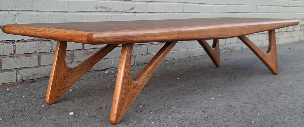 Sculptural MCM Walnut & Ash Coffee table REFINISHED, in style of A.Pearsall, Perfect