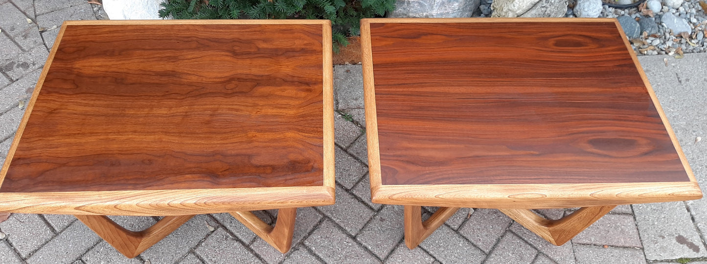 Sculptural MCM Walnut & Ash side tables REFINISHED, in style of A.Pearsall, Perfect