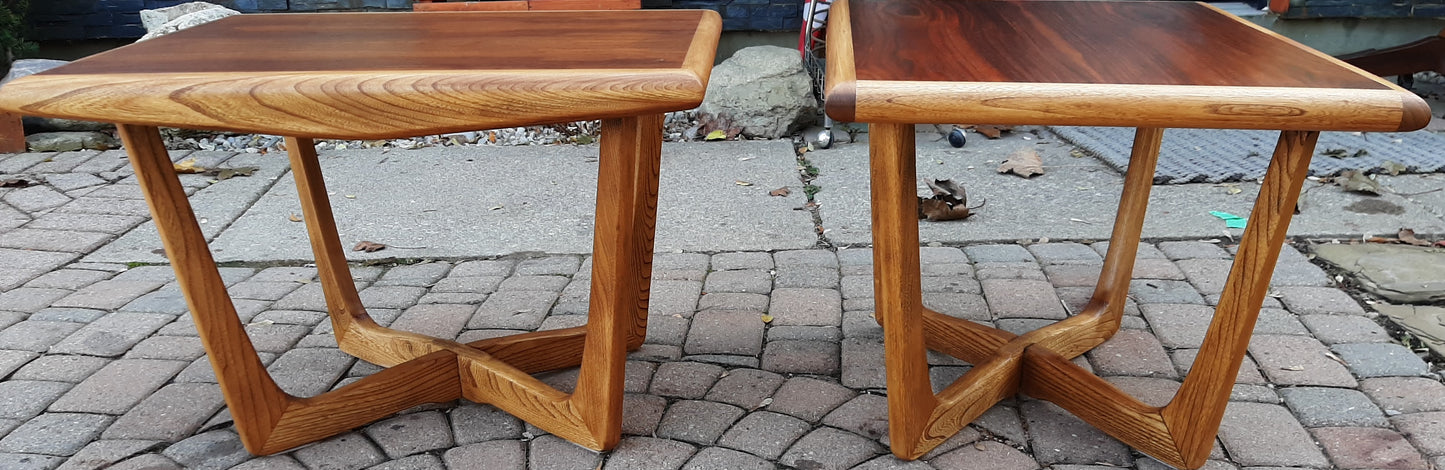 Sculptural MCM Walnut & Ash side tables REFINISHED, in style of A.Pearsall, Perfect