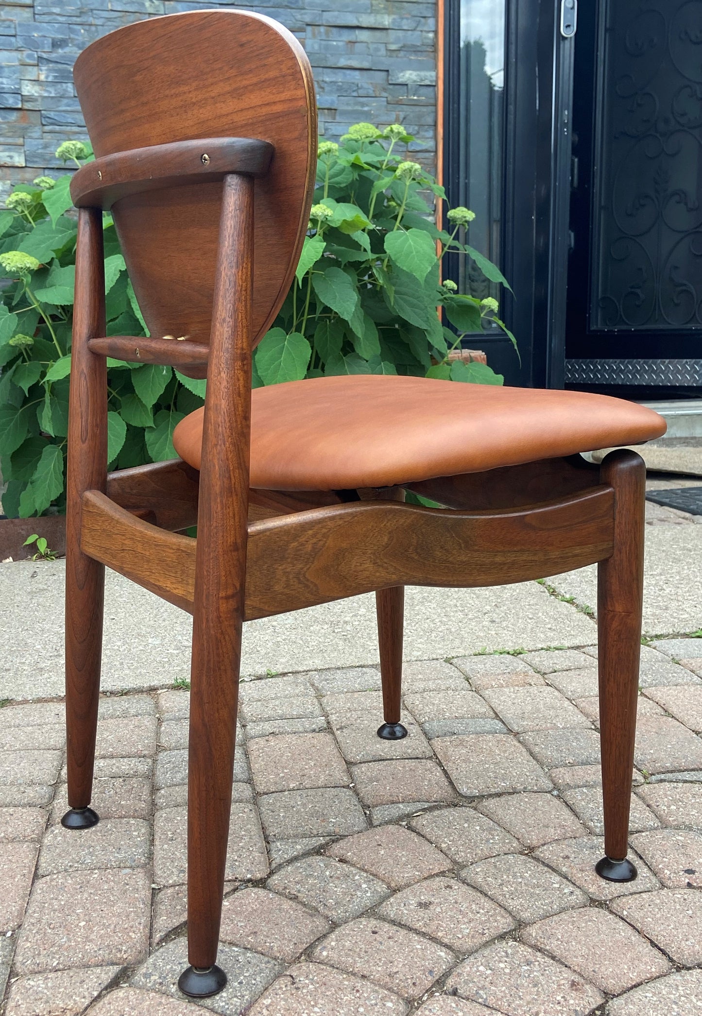 REFINISHED REUPHOLSTERED Finn Juhl for J.Stuart MCM Shield Back Chair in Leather