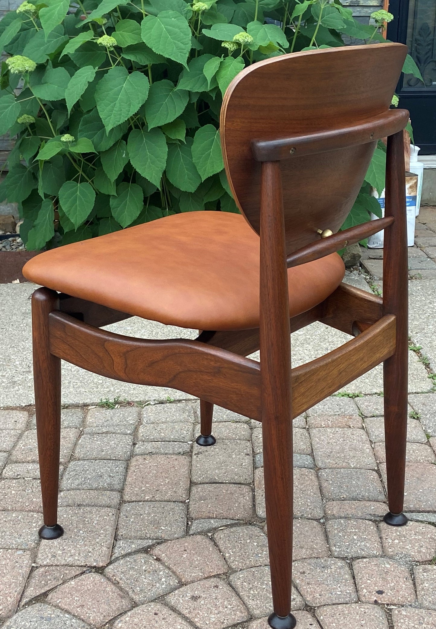 REFINISHED REUPHOLSTERED Finn Juhl for J.Stuart MCM Shield Back Chair in Leather