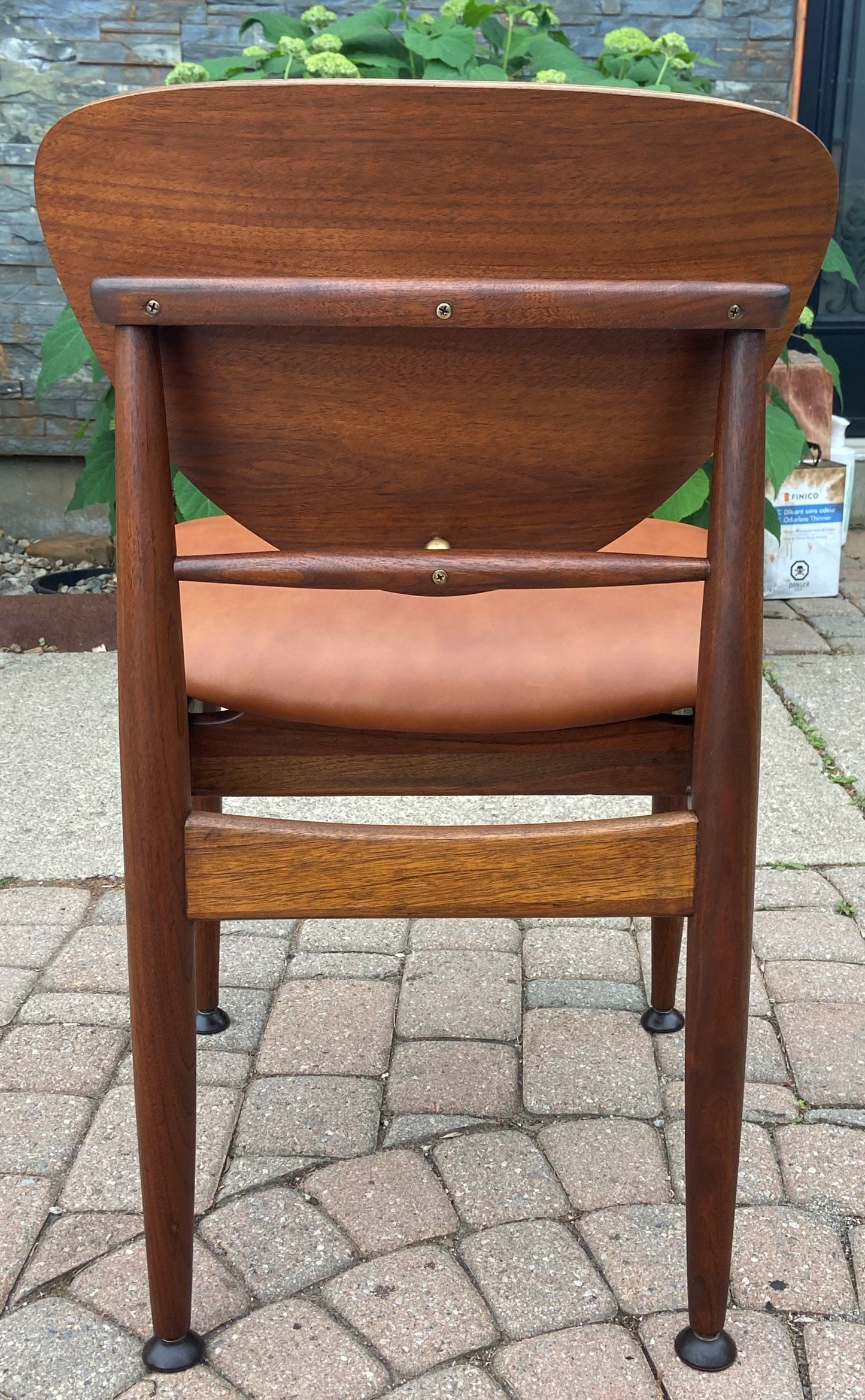 REFINISHED REUPHOLSTERED Finn Juhl for J.Stuart MCM Shield Back Chair in Leather