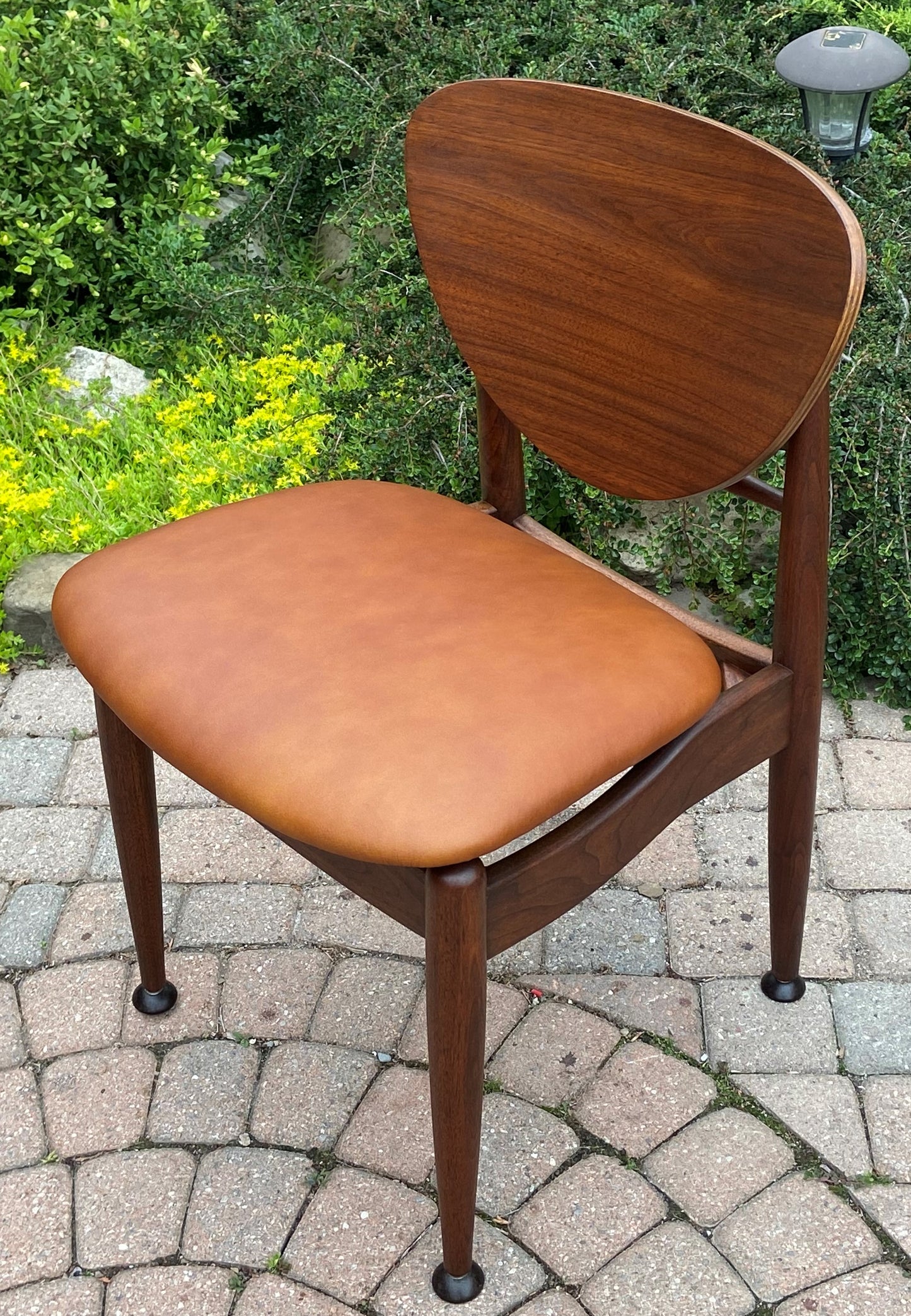 REFINISHED REUPHOLSTERED Finn Juhl for J.Stuart MCM Shield Back Chair in Leather