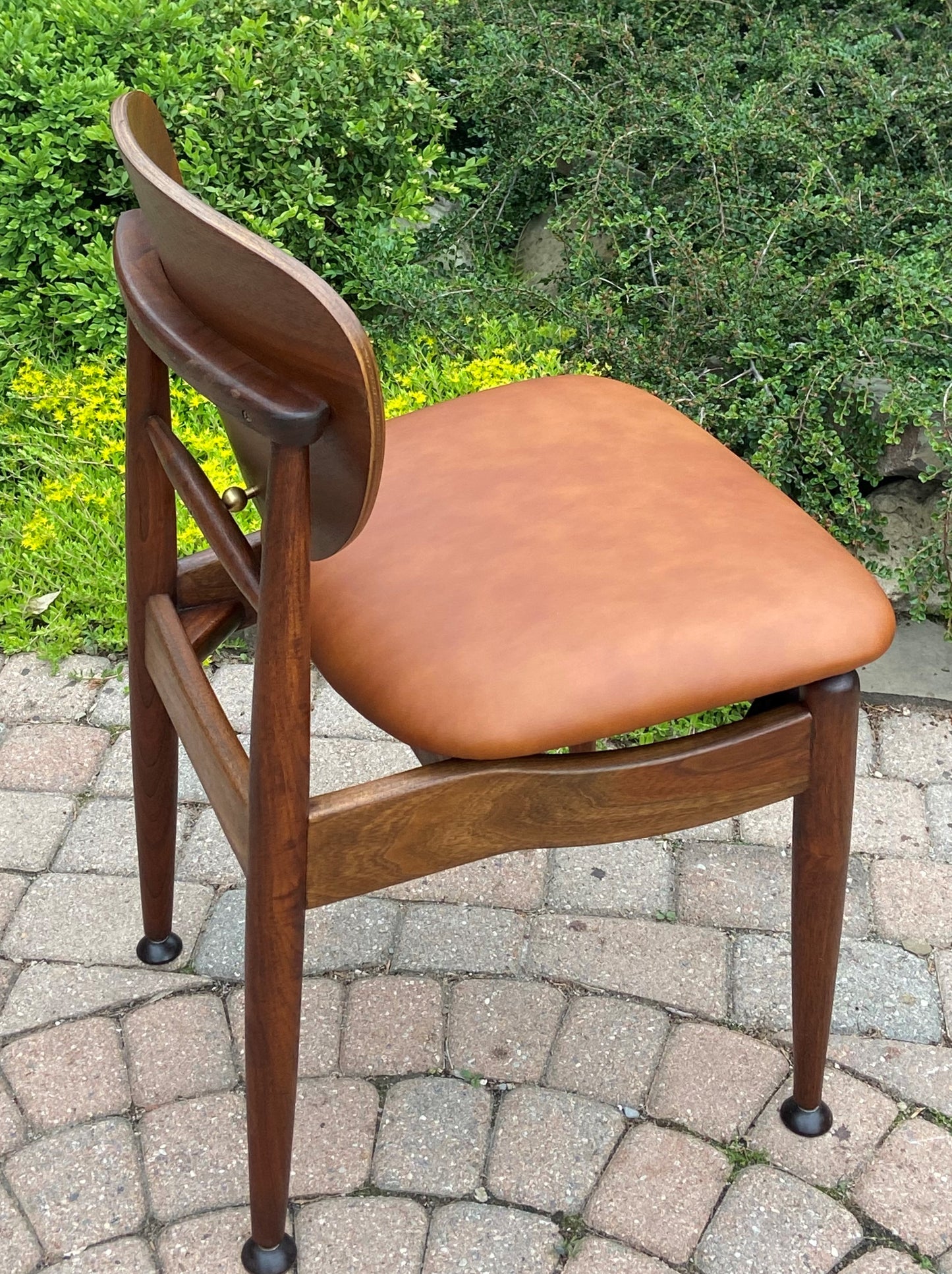 REFINISHED REUPHOLSTERED Finn Juhl for J.Stuart MCM Shield Back Chair in Leather