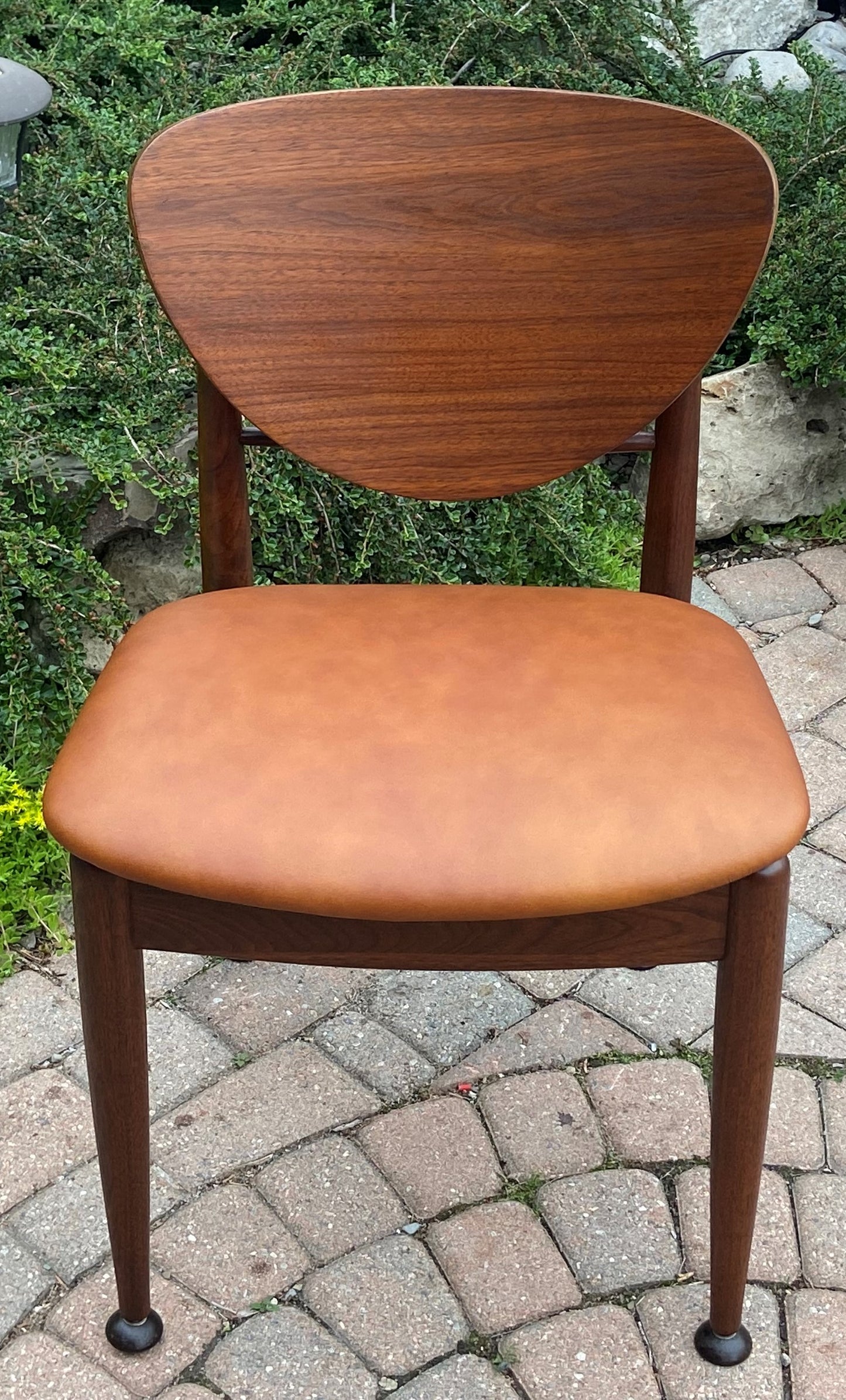 REFINISHED REUPHOLSTERED Finn Juhl for J.Stuart MCM Shield Back Chair in Leather