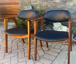 Set of 2 REFINISHED REUPHOLSTERED Mid Century Modern walnut armchairs 2