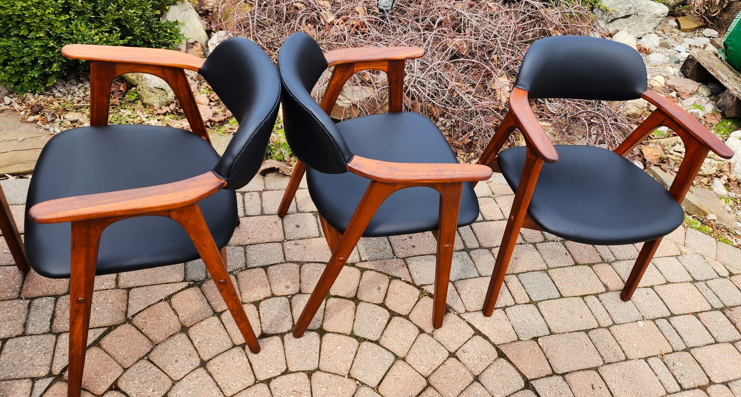 2 REFINISHED REUPHOLSTERED Mid Century Modern walnut armchairs