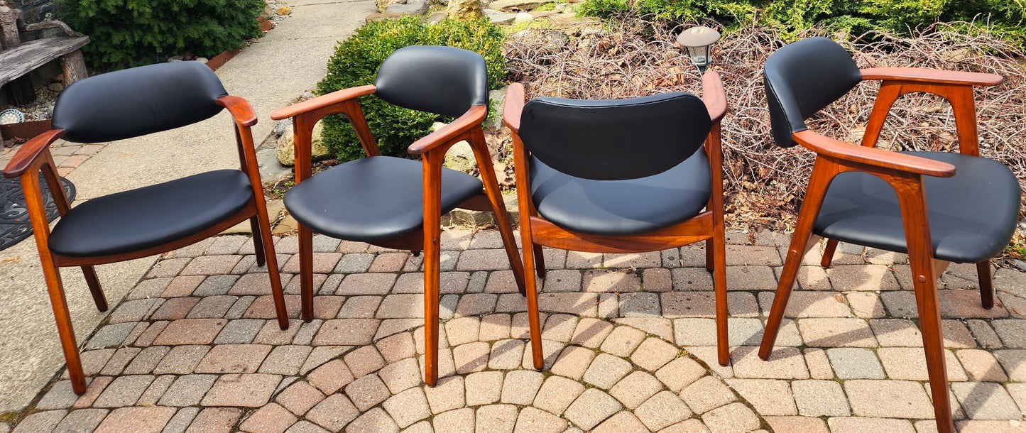 2 REFINISHED REUPHOLSTERED Mid Century Modern walnut armchairs