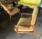 REFINISHED MCM Walnut armchair w mustard upholstery, set of 3 6