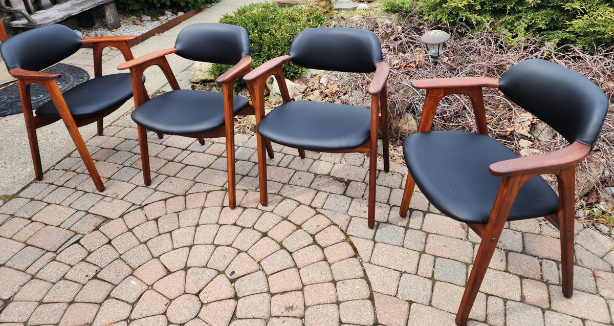 2 REFINISHED REUPHOLSTERED Mid Century Modern walnut armchairs