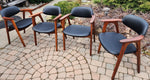 2 REFINISHED REUPHOLSTERED Mid Century Modern walnut armchairs 8