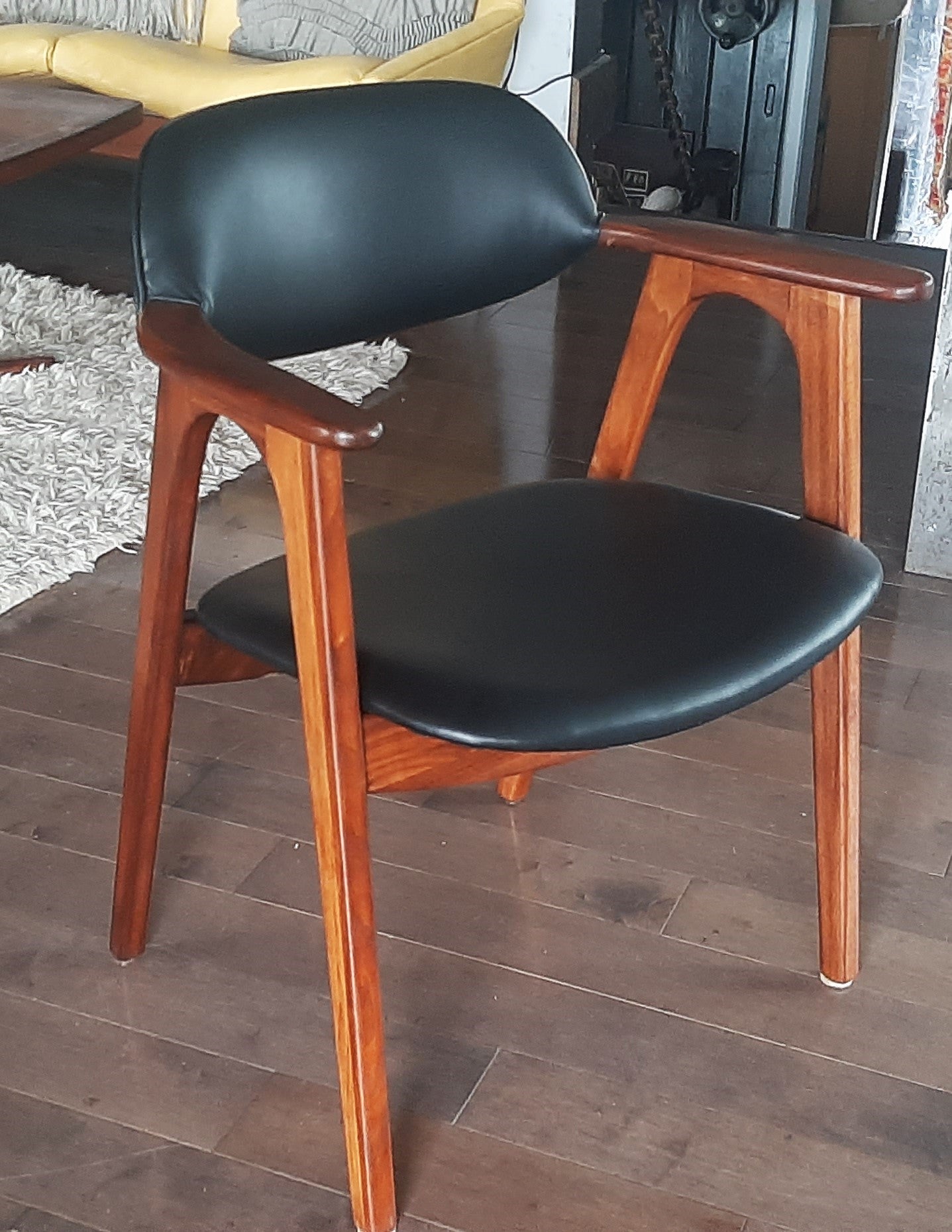 Set of 2 REFINISHED REUPHOLSTERED Mid Century Modern walnut armchairs