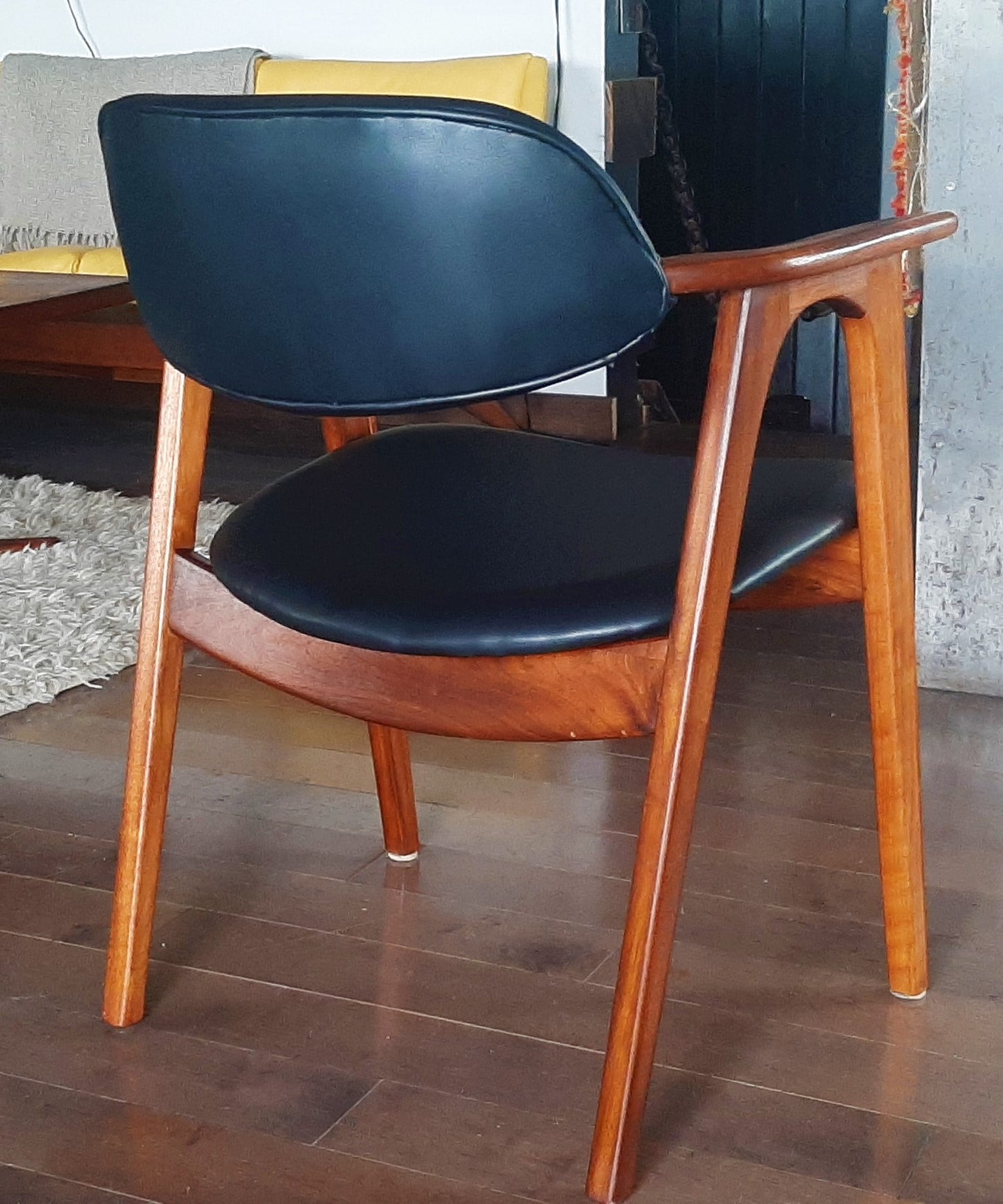 Set of 2 REFINISHED REUPHOLSTERED Mid Century Modern walnut armchairs