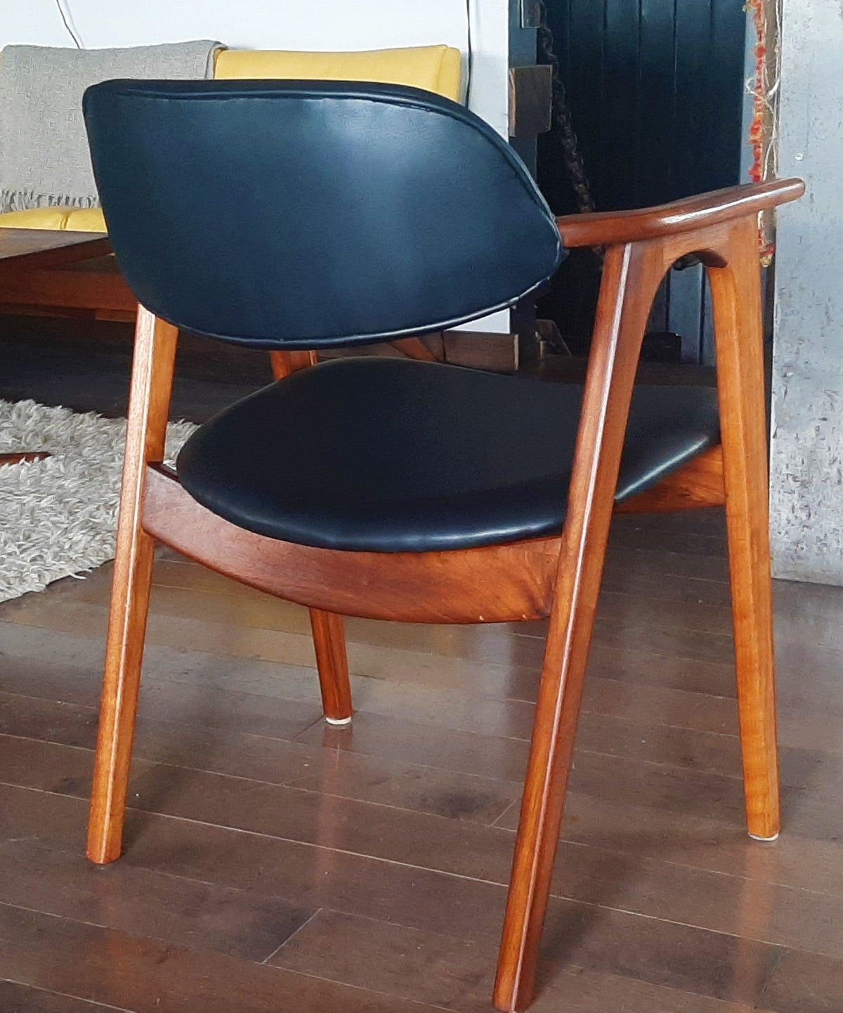 2 REFINISHED REUPHOLSTERED Mid Century Modern walnut armchairs