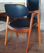 2 REFINISHED REUPHOLSTERED Mid Century Modern walnut armchairs 12