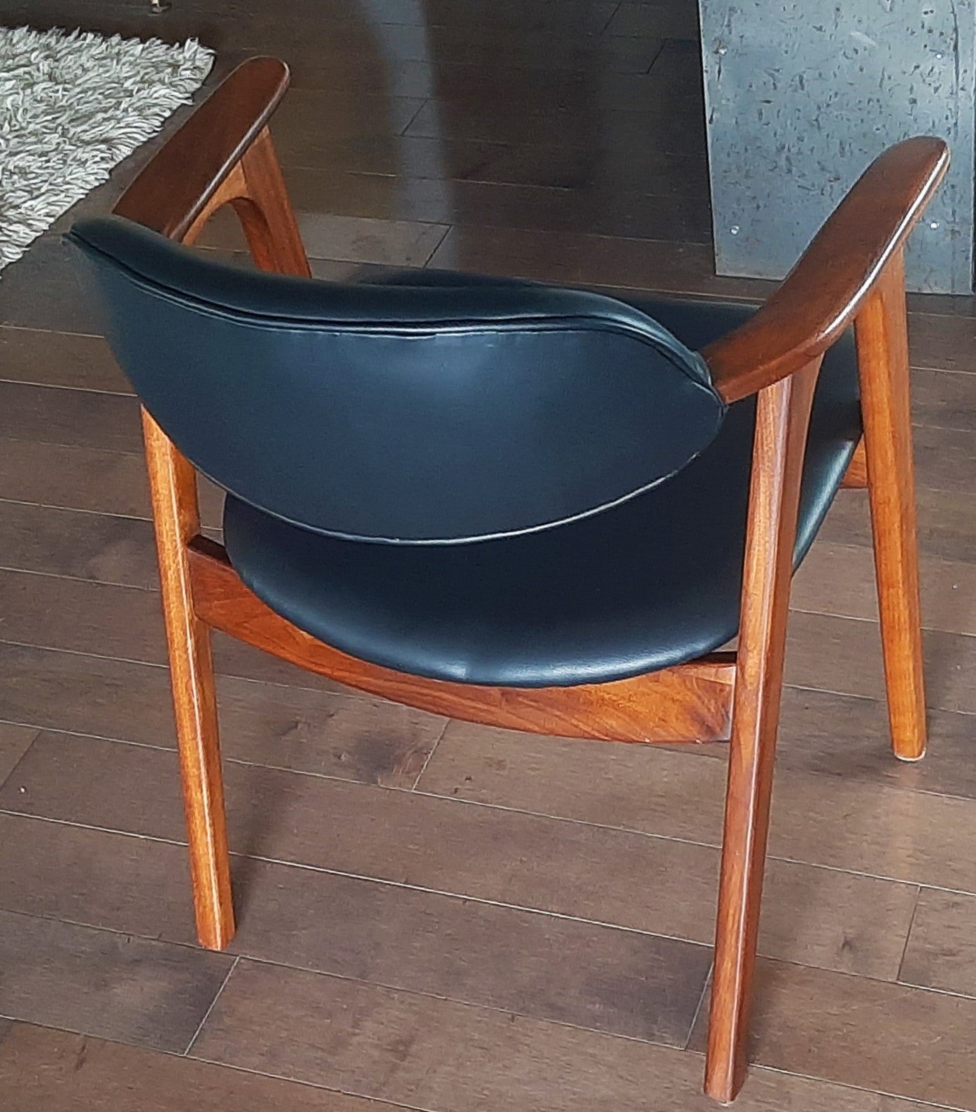 Set of 2 REFINISHED REUPHOLSTERED Mid Century Modern walnut armchairs