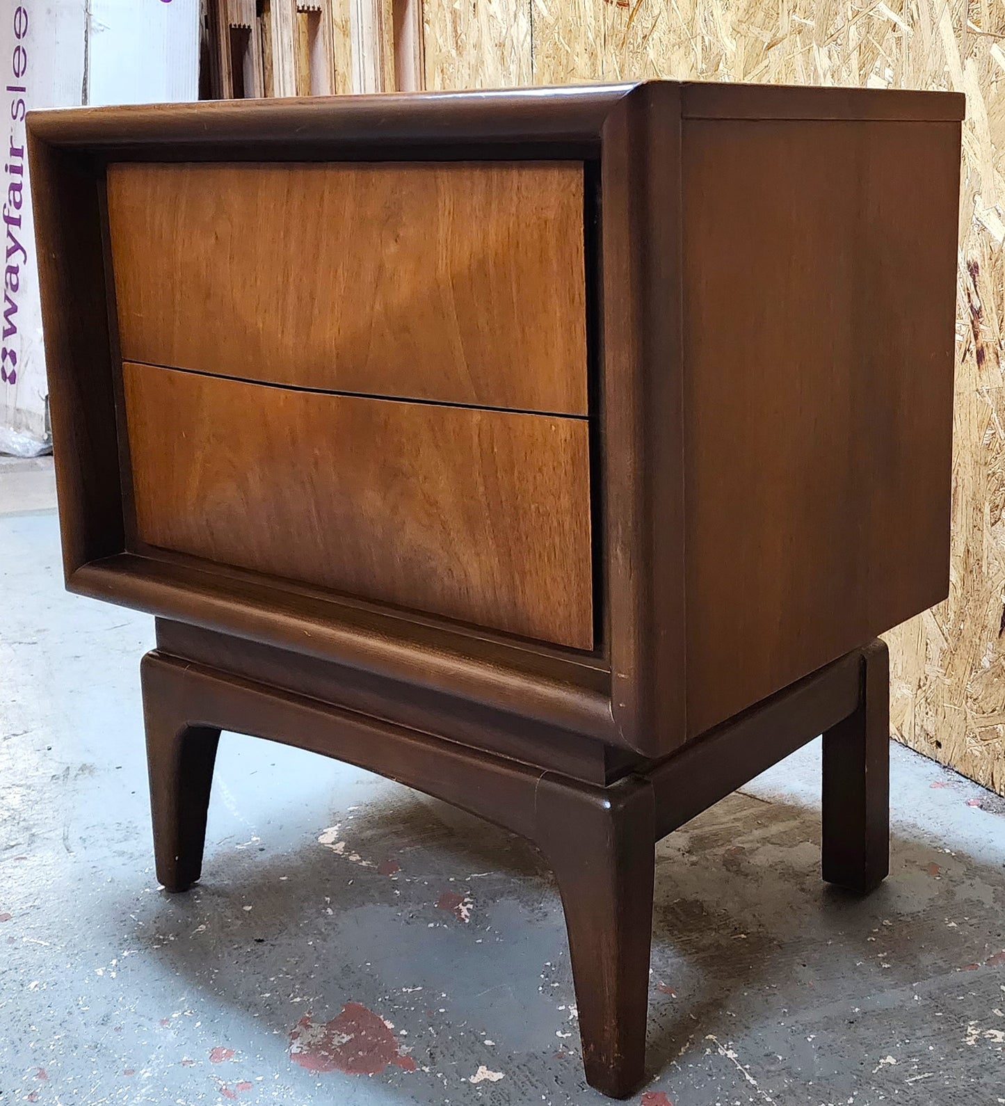 Mid Century Modern Walnut Bedside/ End Table in style of Vladimir Kagan