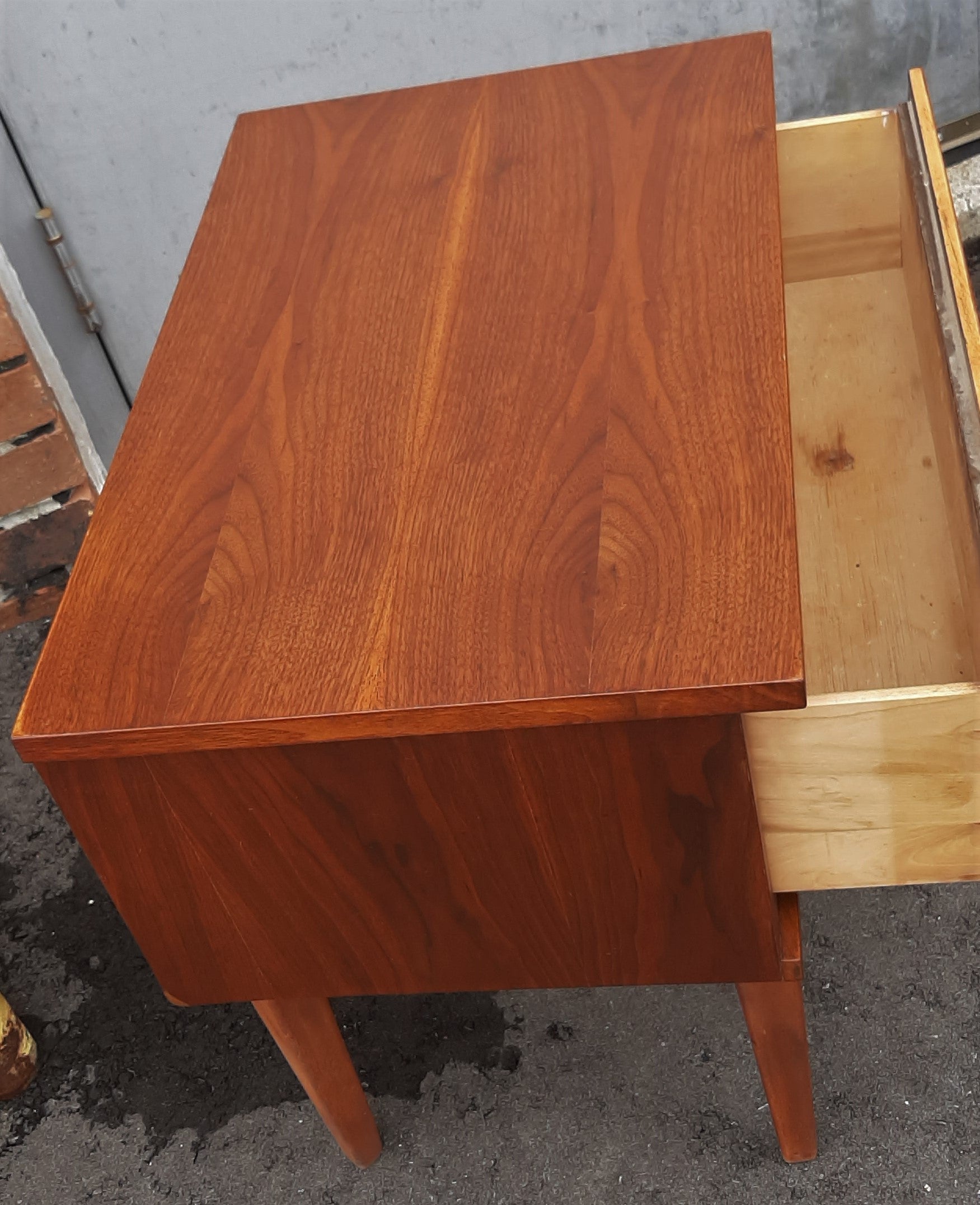 REFINISHED Compact MCM Walnut long dresser, tallboy & 2 night stands, PERFECT - Mid Century Modern Toronto