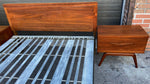 REFINISHED Mid Century Modern Walnut Bed Double, 2 Nightstands & Dresser, Perfect 4