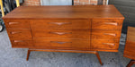 REFINISHED Mid Century Modern Walnut Bed Double, 2 Nightstands & Dresser, Perfect 5