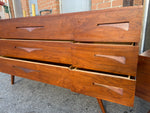 REFINISHED Mid Century Modern Walnut Bed Double, 2 Nightstands & Dresser, Perfect 9