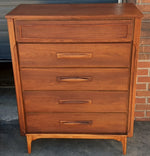 ON HOLD***REFINISHED MCM  walnut dresser 9 drawers, tallboy, 2 nigh stands, headboard for queen bed & frame - PERFECT - Mid Century Modern Toronto 4