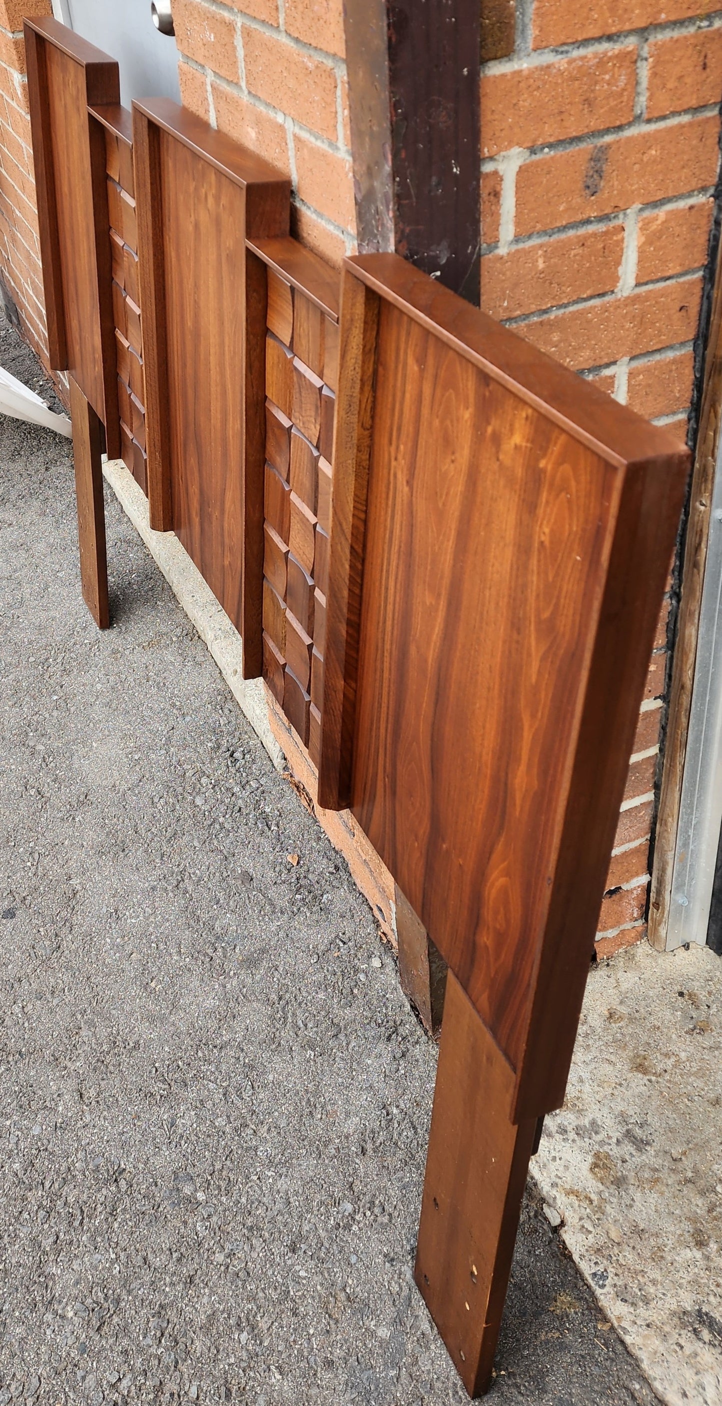 REFINISHED Mid Century Modern Walnut Brutalist Headboard for Queen bed (optional frame)