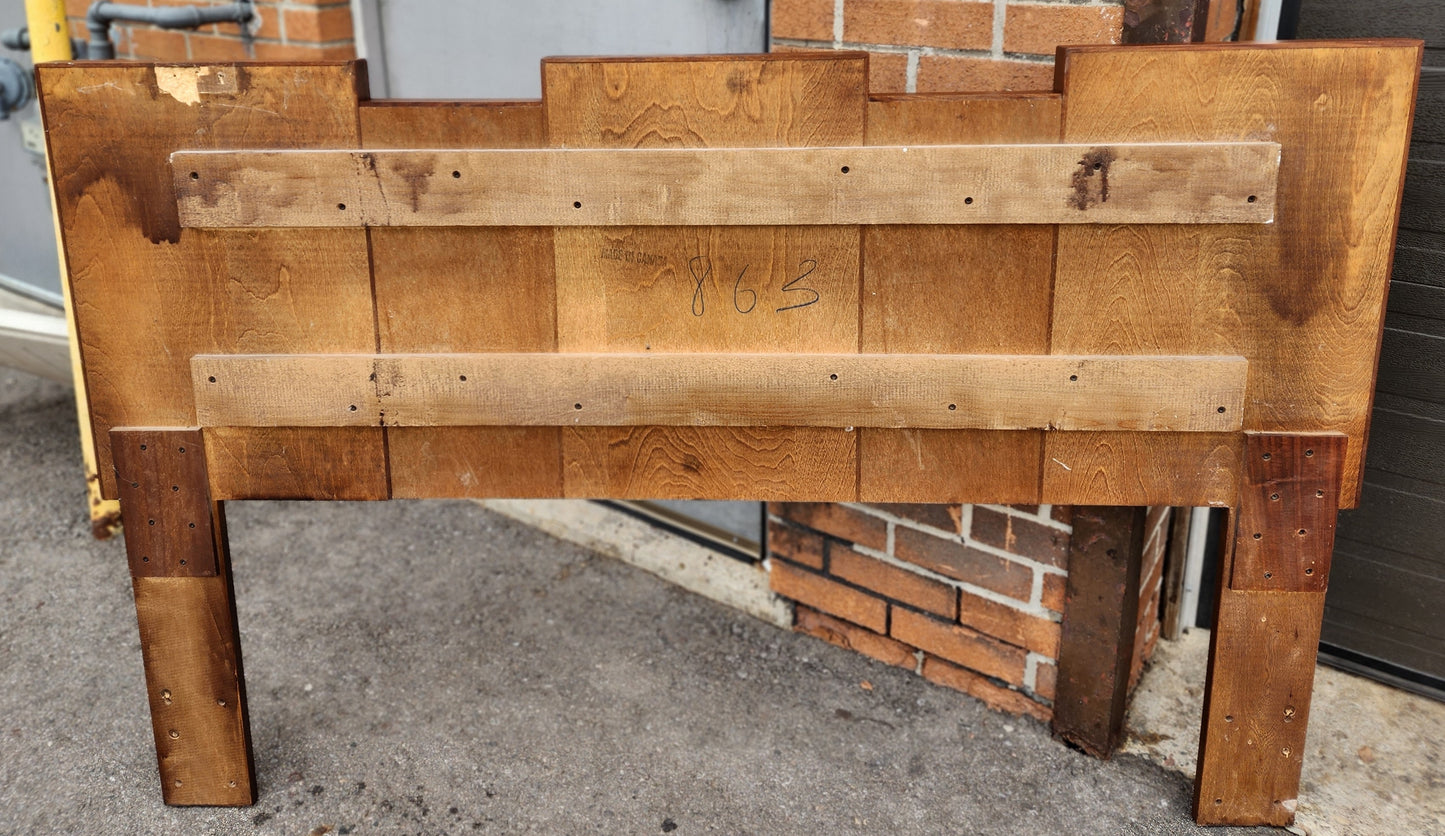 REFINISHED Mid Century Modern Walnut Brutalist Headboard for Queen bed (optional frame)