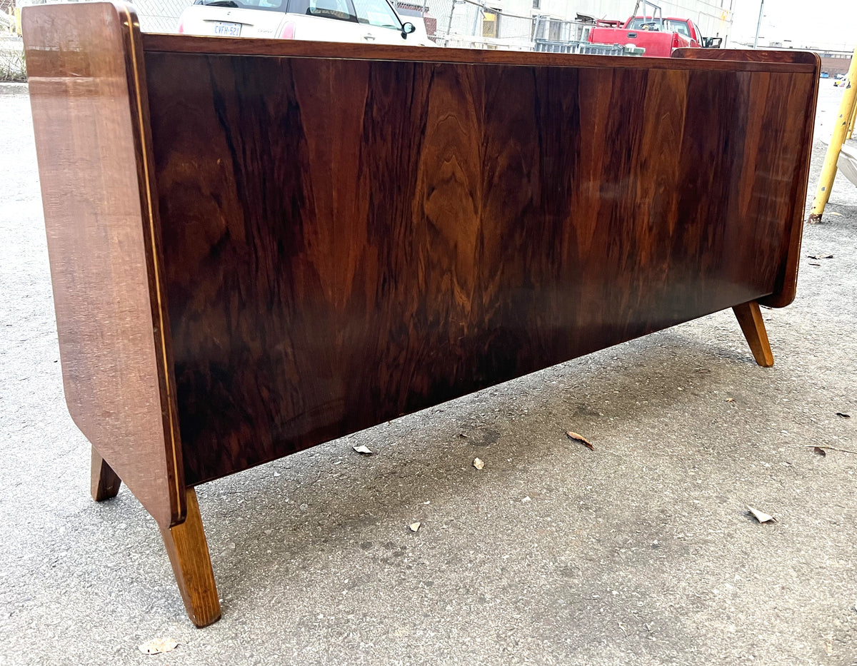 Mid Century Modern Walnut Linen Chest w Finished Back/Records Storage/ Media Unit/ Divider