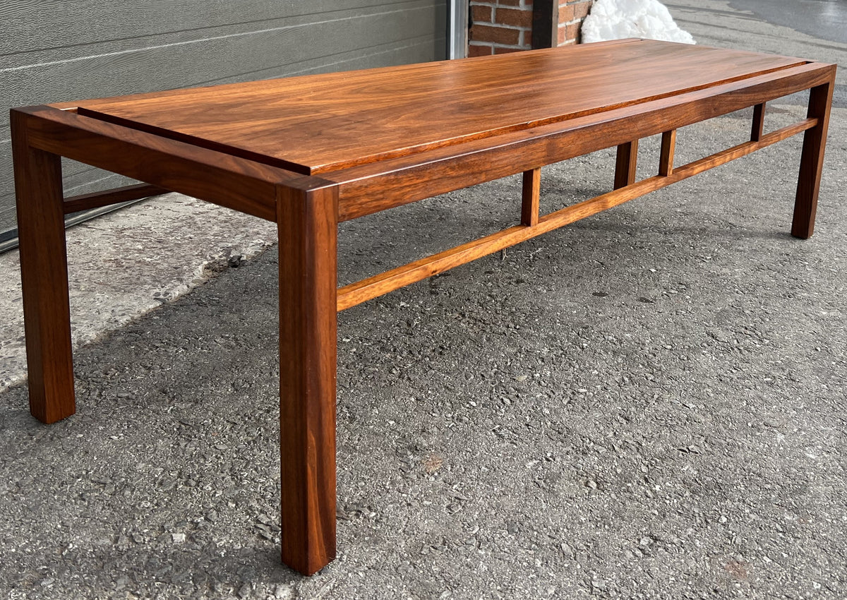 REFINISHED Mid Century Modern Walnut Coffee Table, Floating Top L 58
