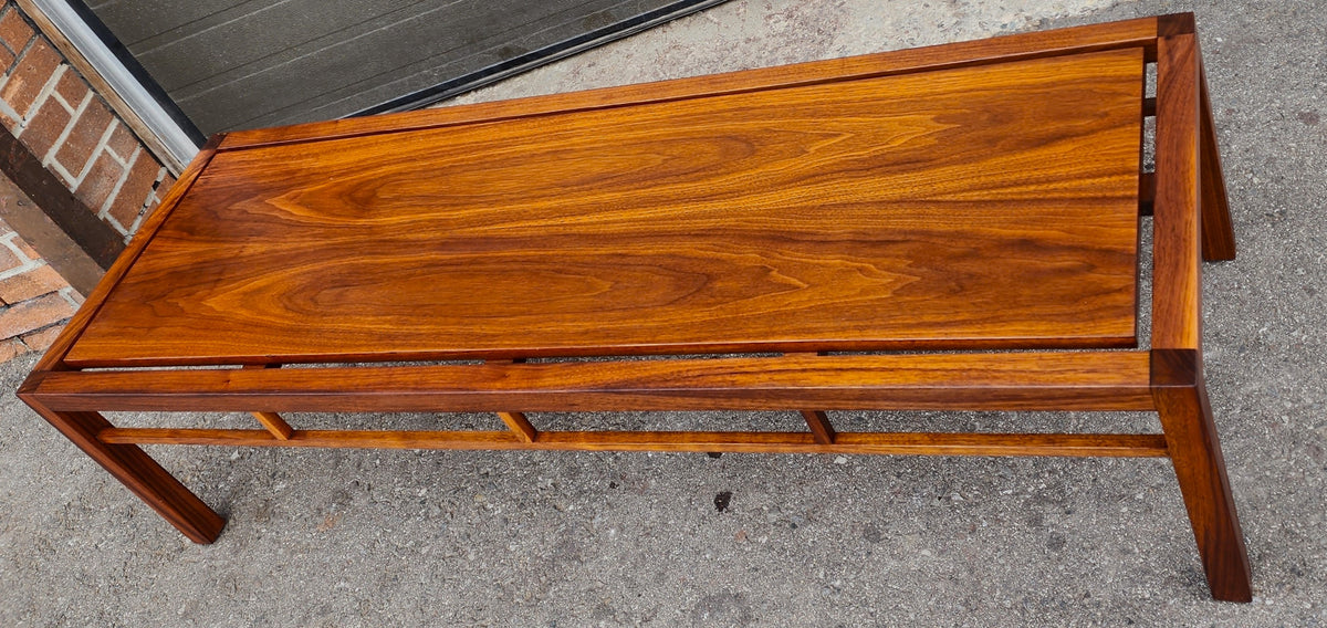 REFINISHED Mid Century Modern Walnut Coffee Table, Floating Top L 58