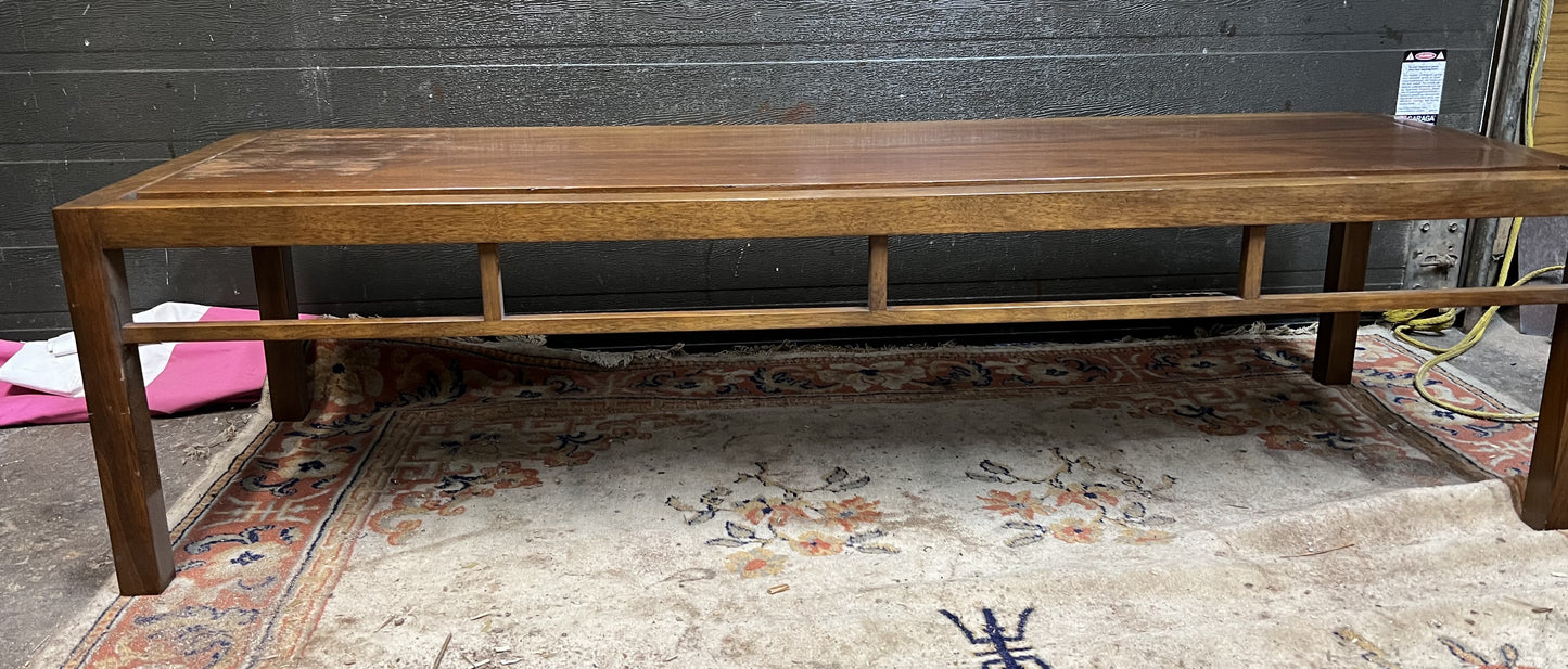 REFINISHED Mid Century Modern Walnut Coffee Table, Floating Top