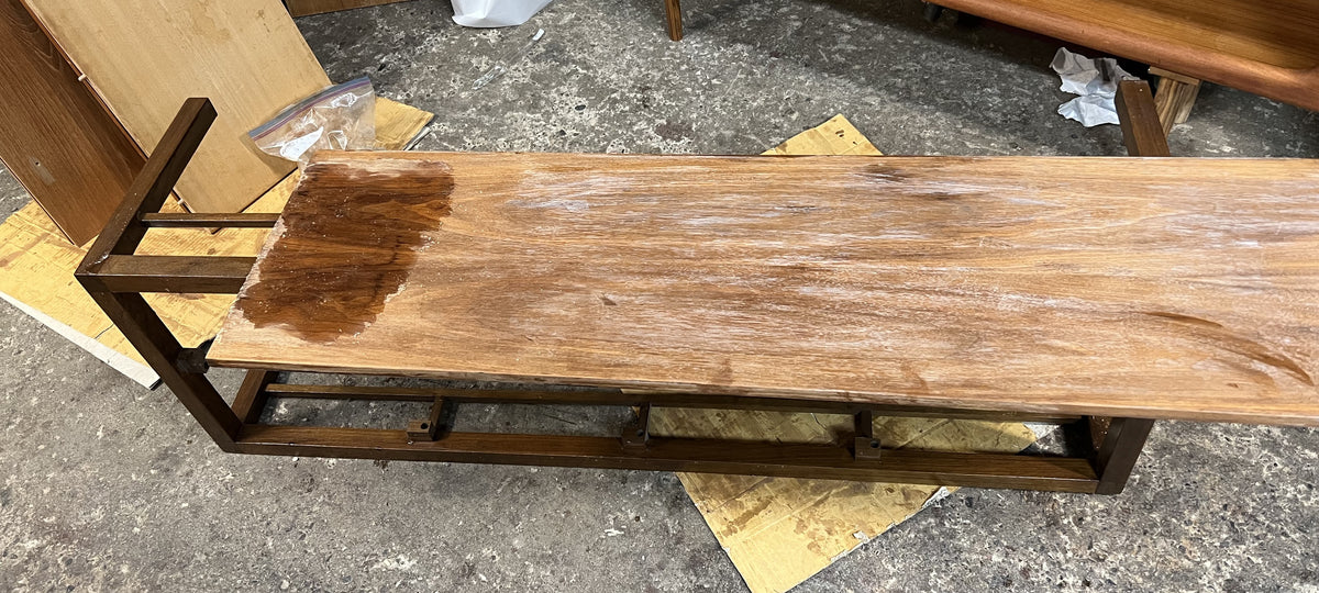 REFINISHED Mid Century Modern Walnut Coffee Table, Floating Top L 58