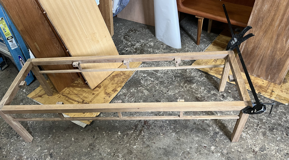 REFINISHED Mid Century Modern Walnut Coffee Table, Floating Top L 58