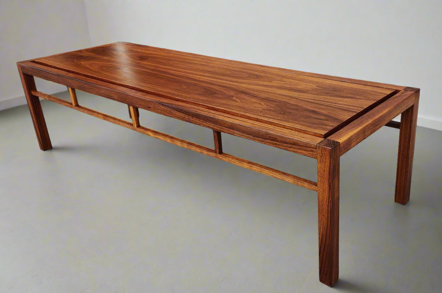 REFINISHED Mid Century Modern Walnut Coffee Table, Floating Top