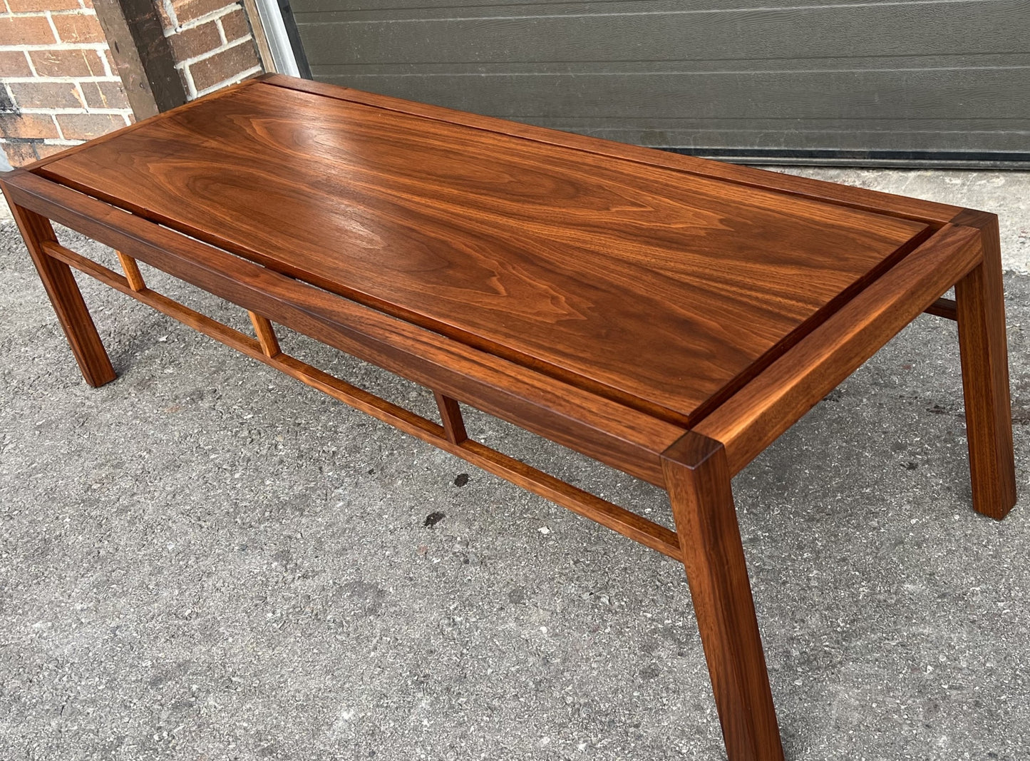 REFINISHED Mid Century Modern Walnut Coffee Table, Floating Top