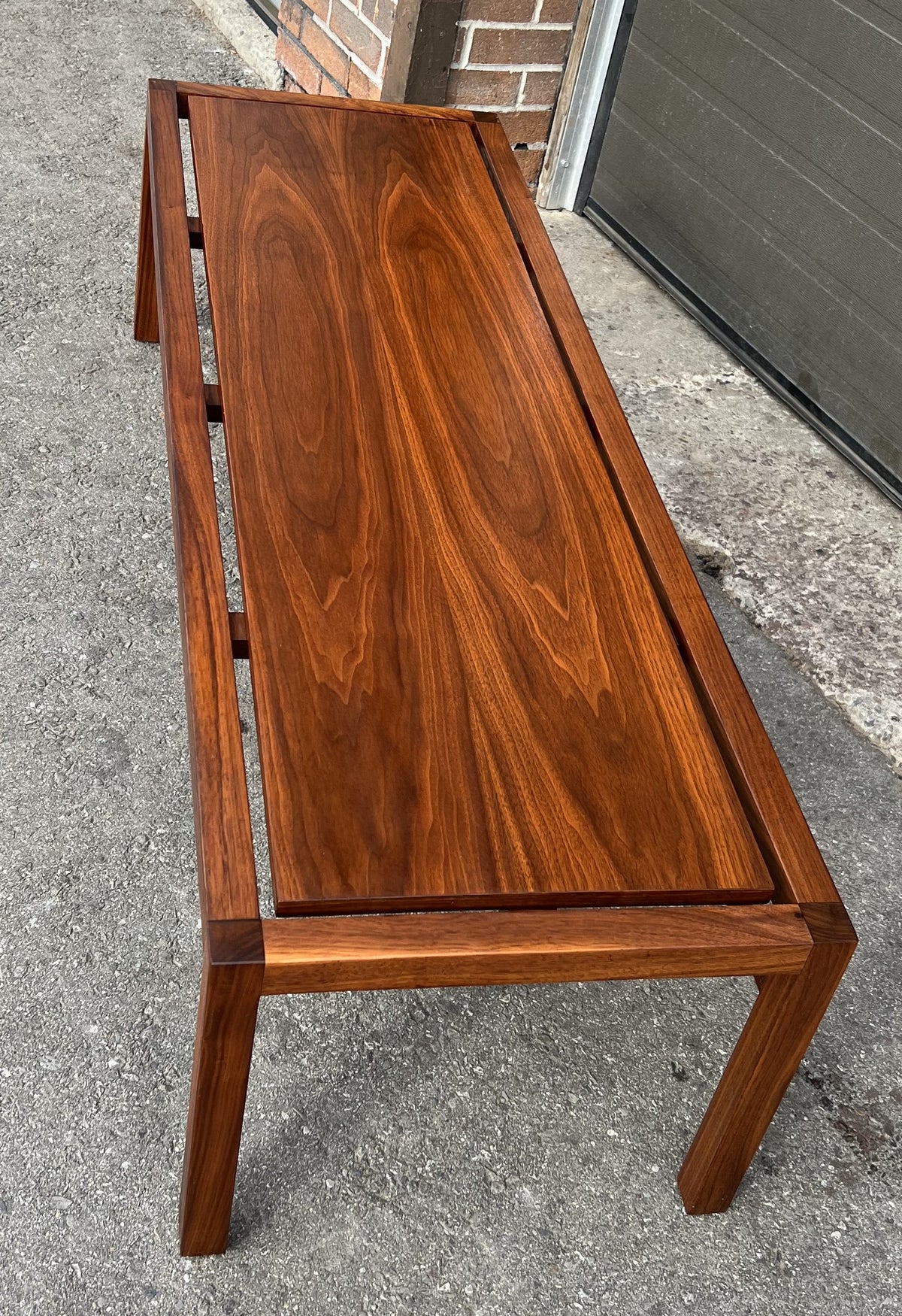 REFINISHED Mid Century Modern Walnut Coffee Table, Floating Top L 58