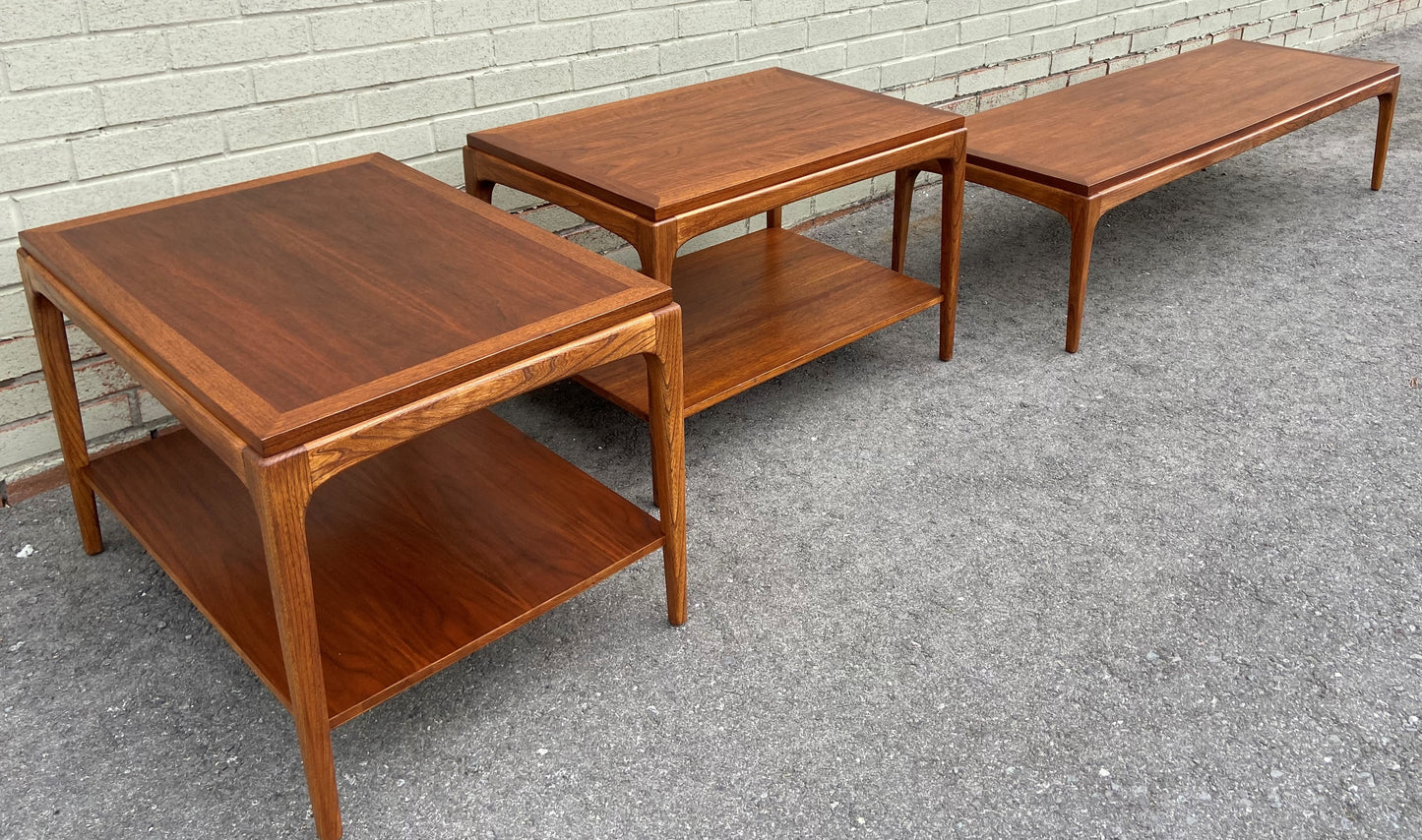 REFINISHED Mid Century Modern Walnut Accent Tables by Lane, Set of Two